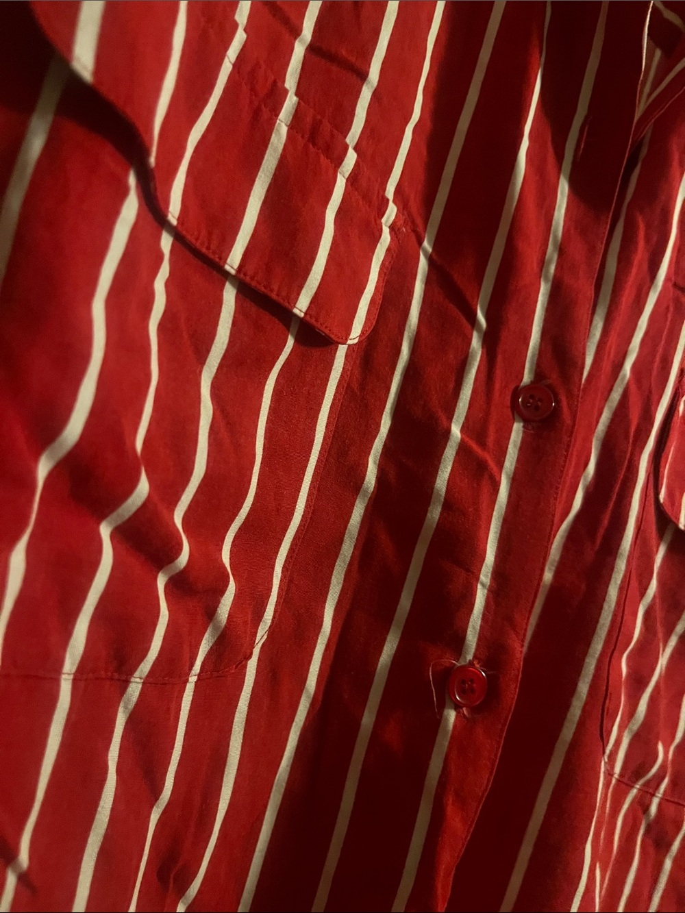Red Striped Button-Down Shirt with Roll-Tab Sleeves - Picture 3 of 4